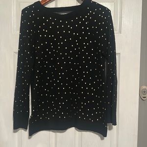 Loft super cute black sweater with gold dots